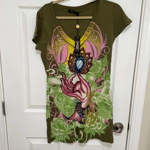 Christian audigier tunic top size large nwt